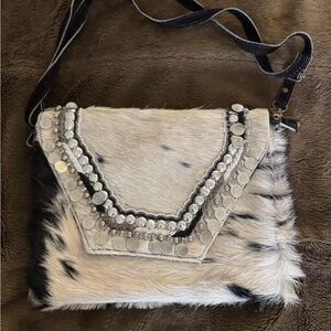 Elegant Black and White “fur” Crossbody Bag